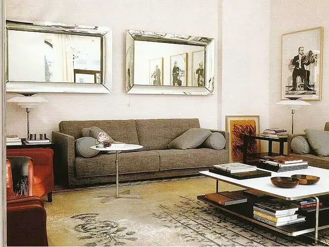 2 rectangular mirrors in living room