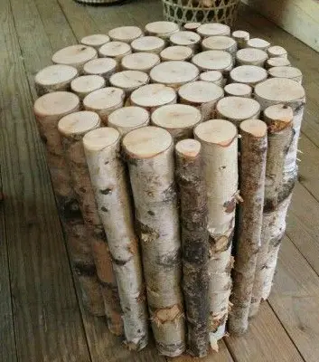 decorating with birch wood logs
