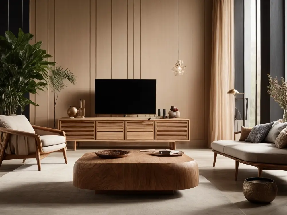 ash wood furniture in living room