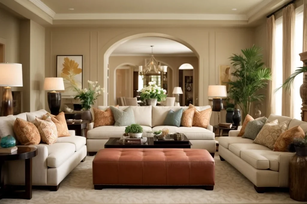 Arrange Furniture Back-to-Back Between Areas decorate large living room
