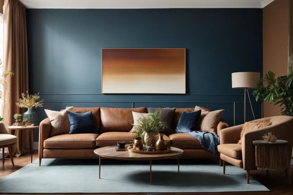 Blue Colors For Living Room With Brown Furniture