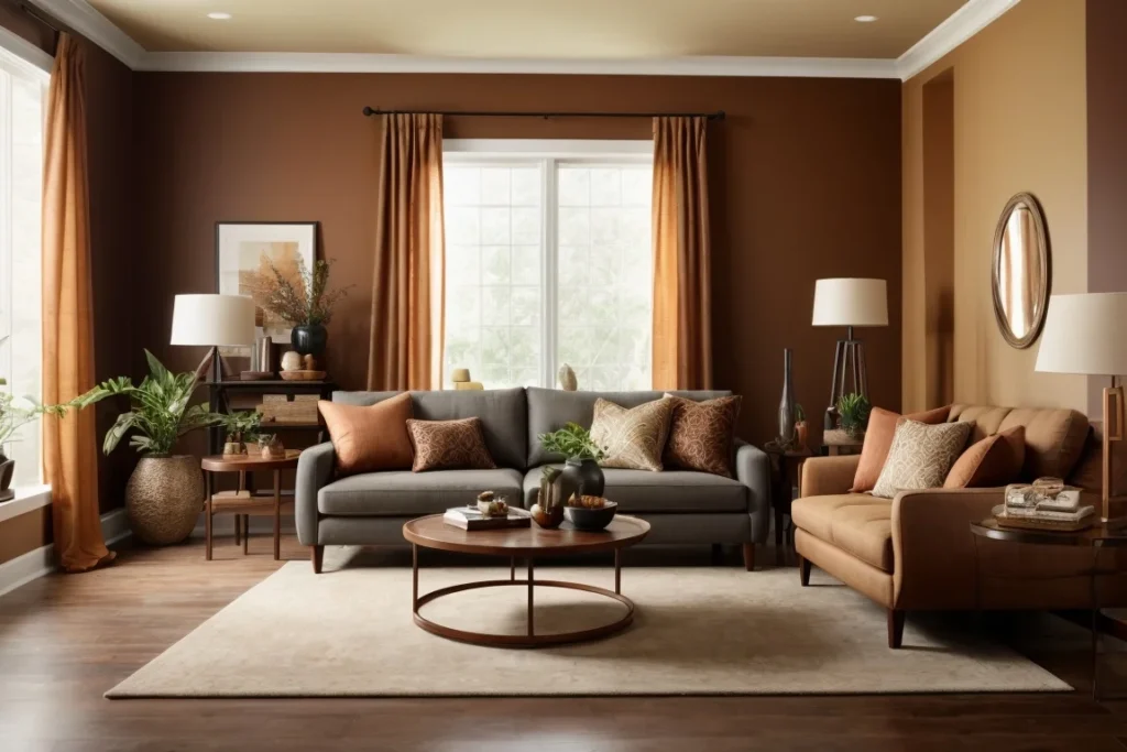 Color Schemes with Brown Furniture in Living Room