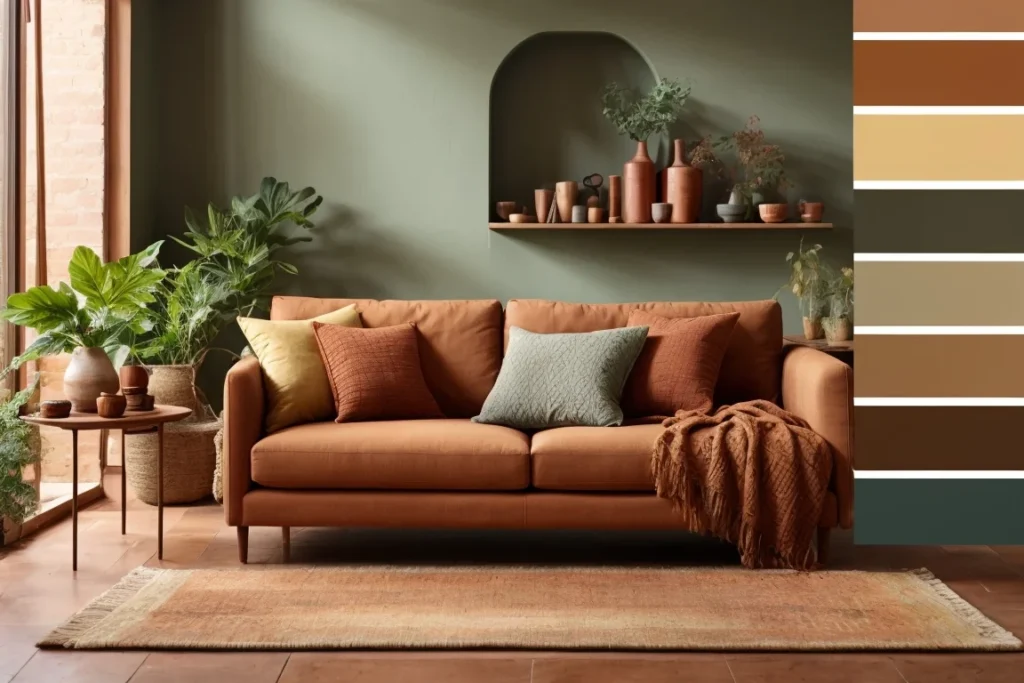 Earthy, Nature-Inspired Colors Colors For Living Room With Brown Furniture