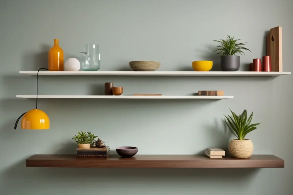 Floating Shelves in Living Room