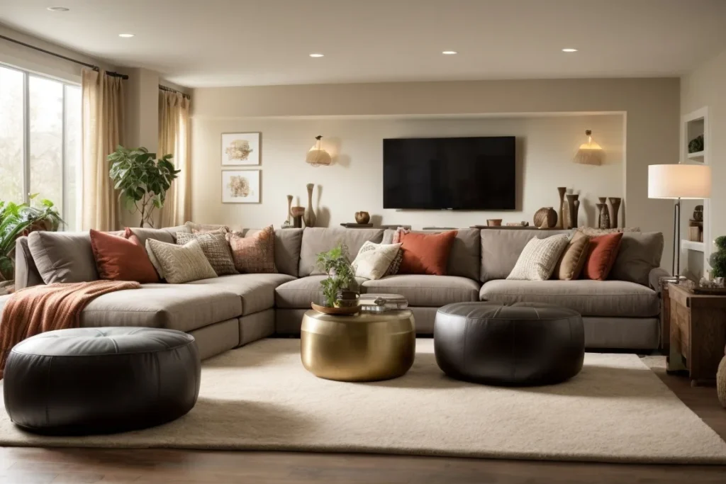 Include Media Seating Facing the Television when decorate large living room