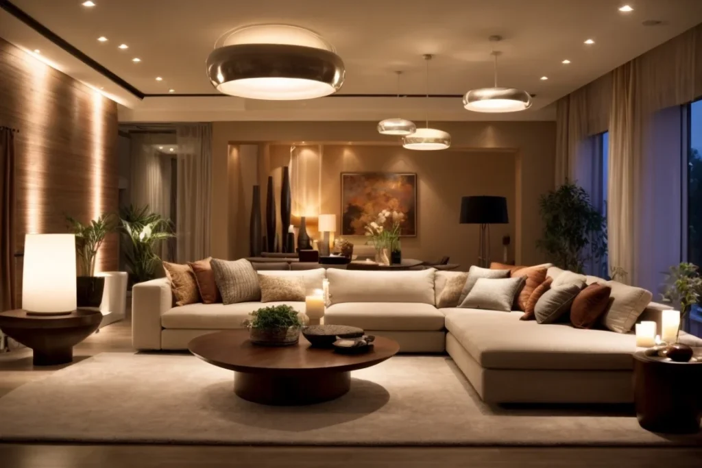 Incorporate Ample, Multi-Layered Lighting to decorate large living room