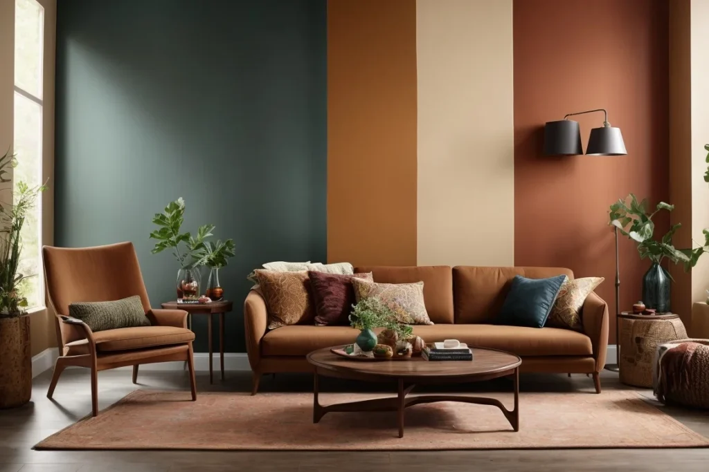 Lively Accent Colors For Living Room With Brown Furniture