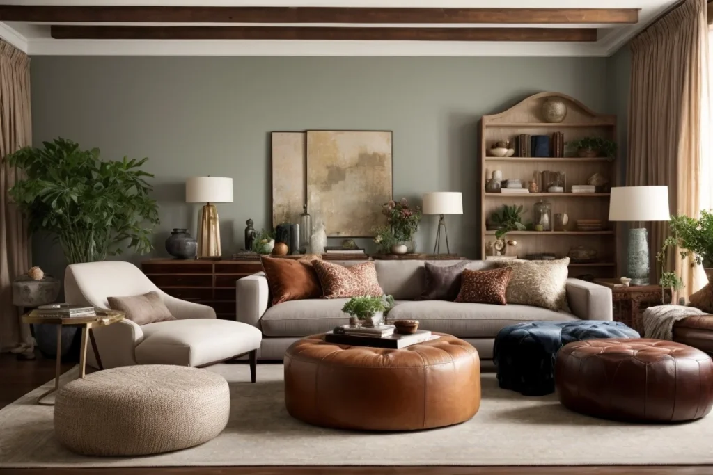 use Material Variety when decorate large living room