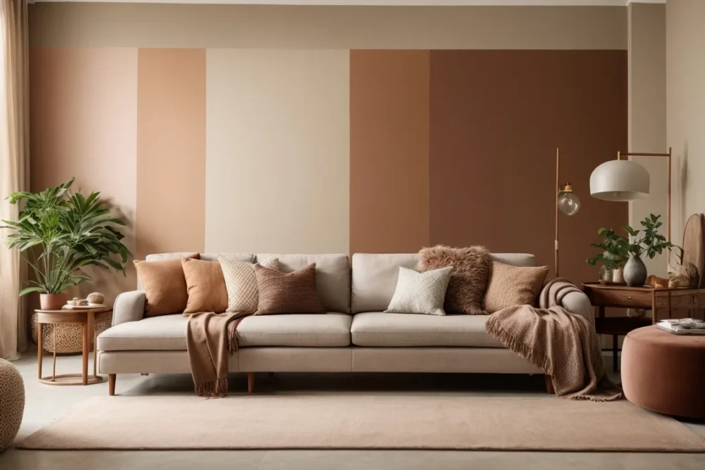 Neutral Tones Colors For Living Room With Brown Furniture