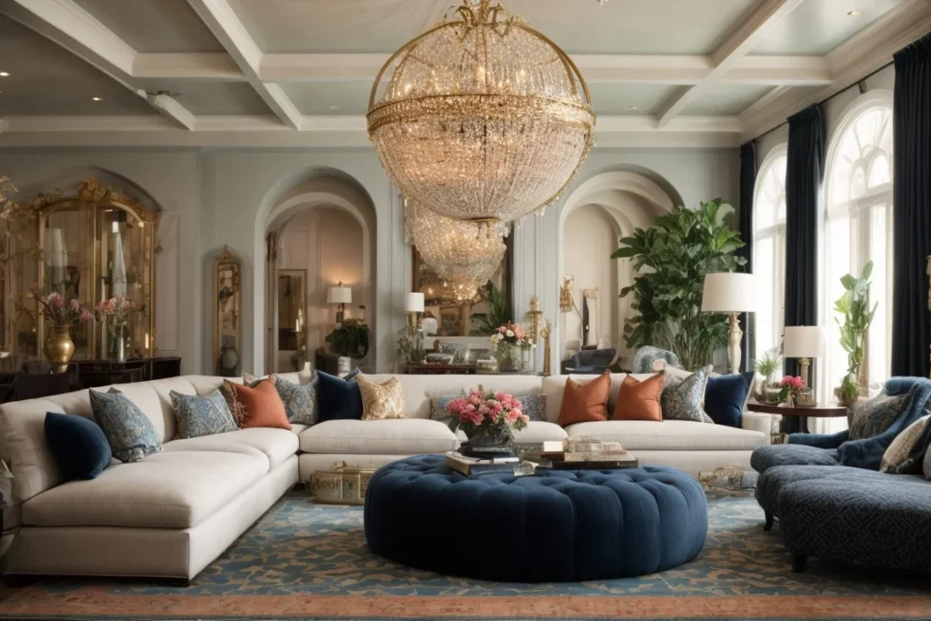 use Statement Pieces when decorate large living room