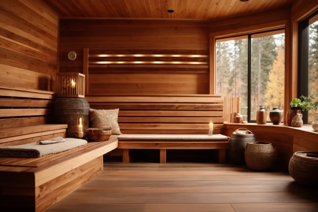 cedar wood in sauna combine with different types of wood