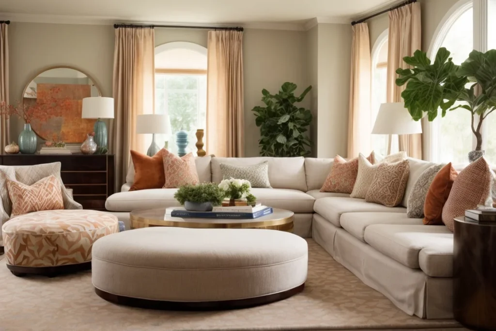 Use Coordinating Area Rugs to Define Spaces when decorate large living room