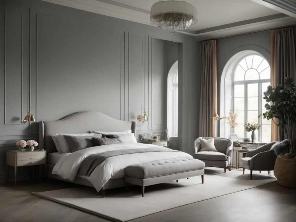 Bedrooms painted in Classic Gray feel peaceful and cocooning