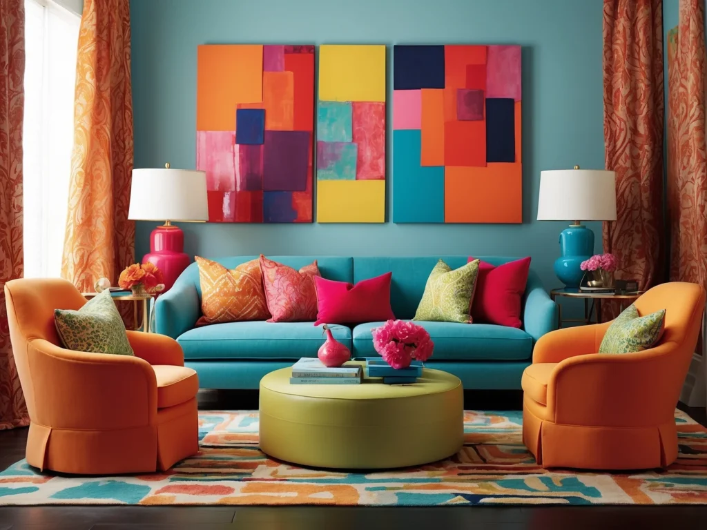 Adding Pops of Playful Color to create Cute Living Room ideas
