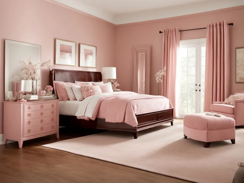 blush pink Colors Go With Cherry Wood Bedroom Furniture