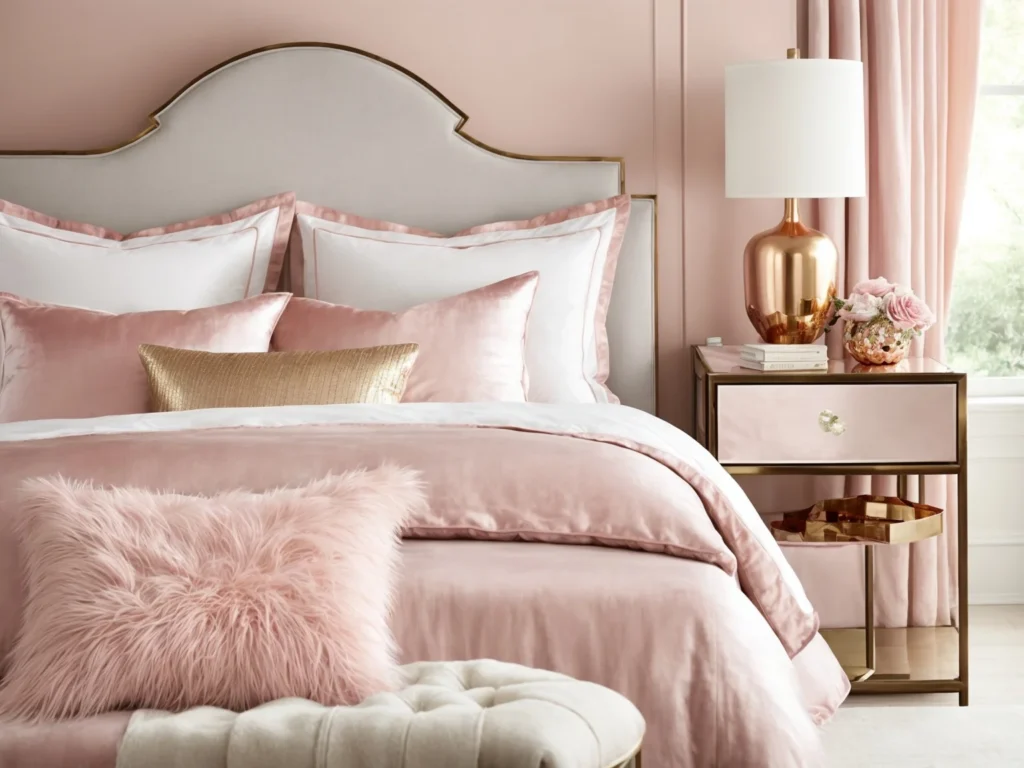 blush and brass Go With Cherry Wood Bedroom Furniture