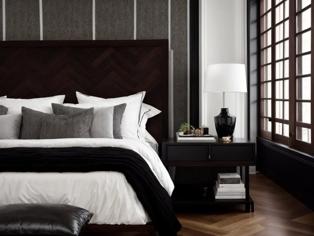 chic black and white Colors Go With Cherry Wood Bedroom Furniture