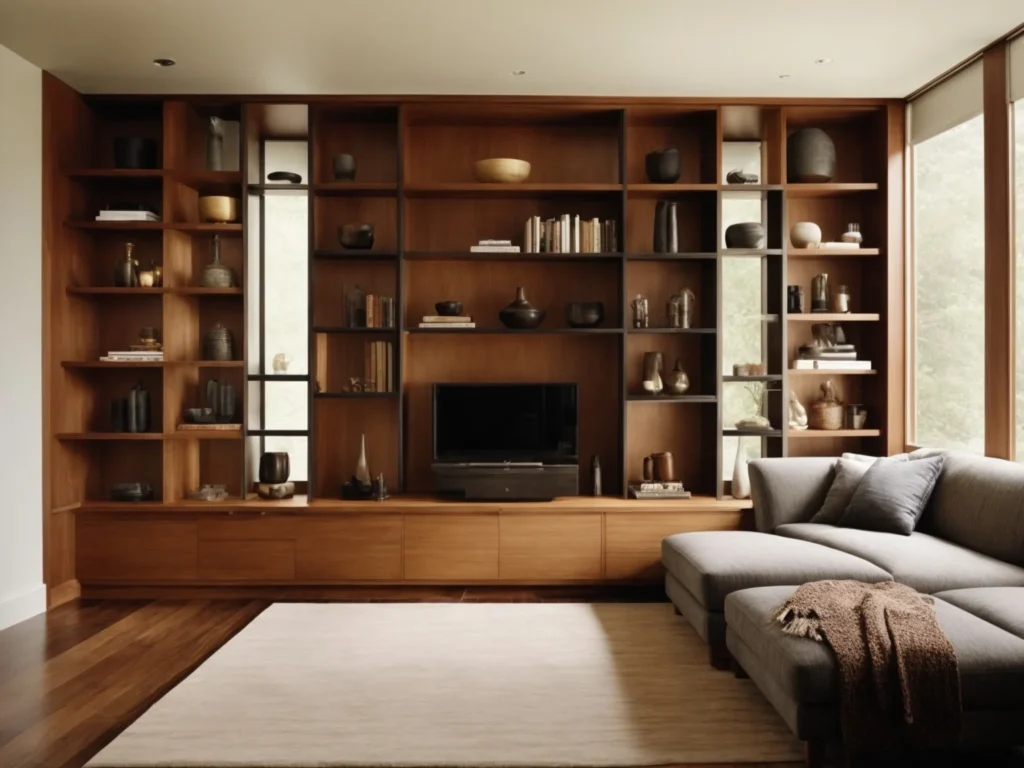 Choose Custom Materials for shelving in living room