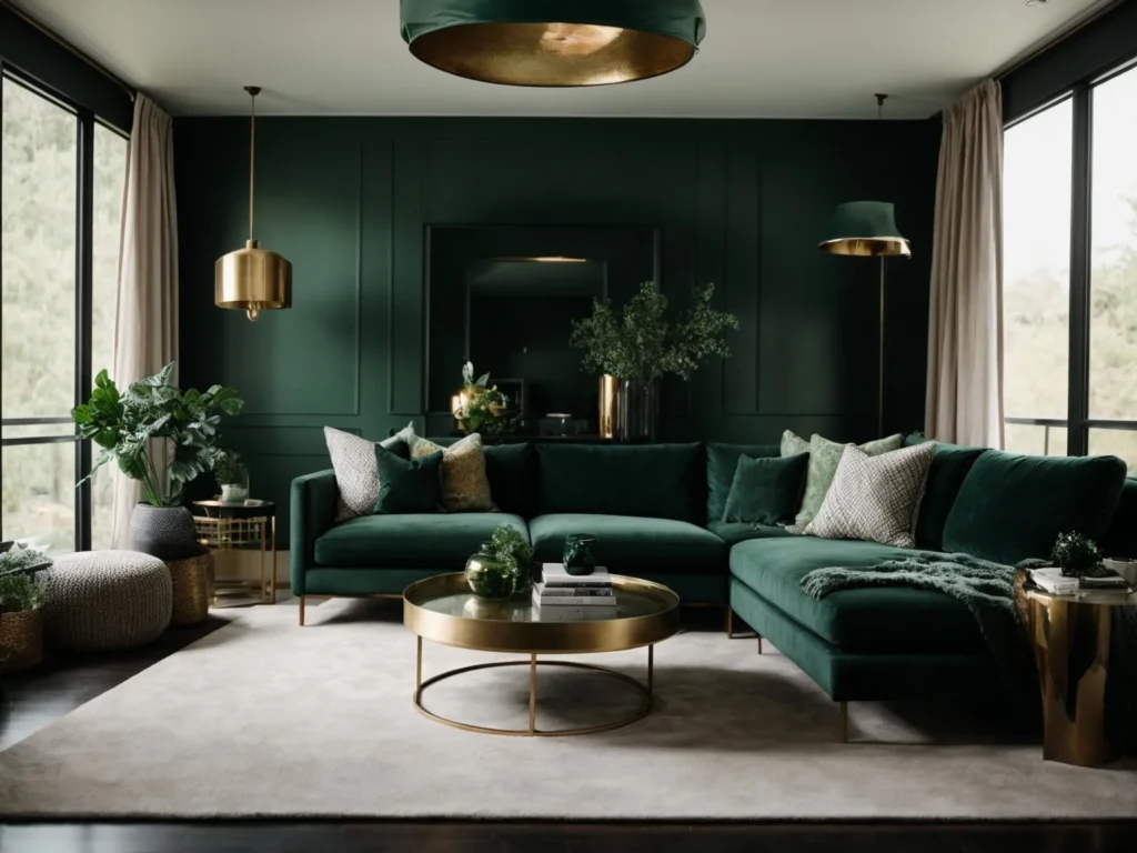 Modern Dark Green Living Rooms