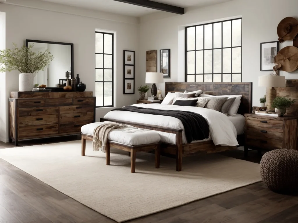 style to combine White and Dark Wood Furniture in the Bedroom
