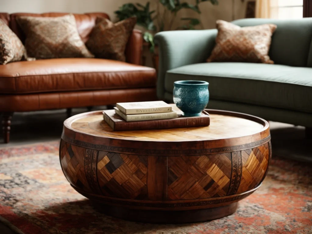 Combining an Anthropologie-inspired living room with an eclectic coffee table