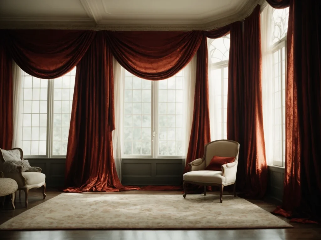 distinctive Anthropologie style with flowing velvet and cotton drapes