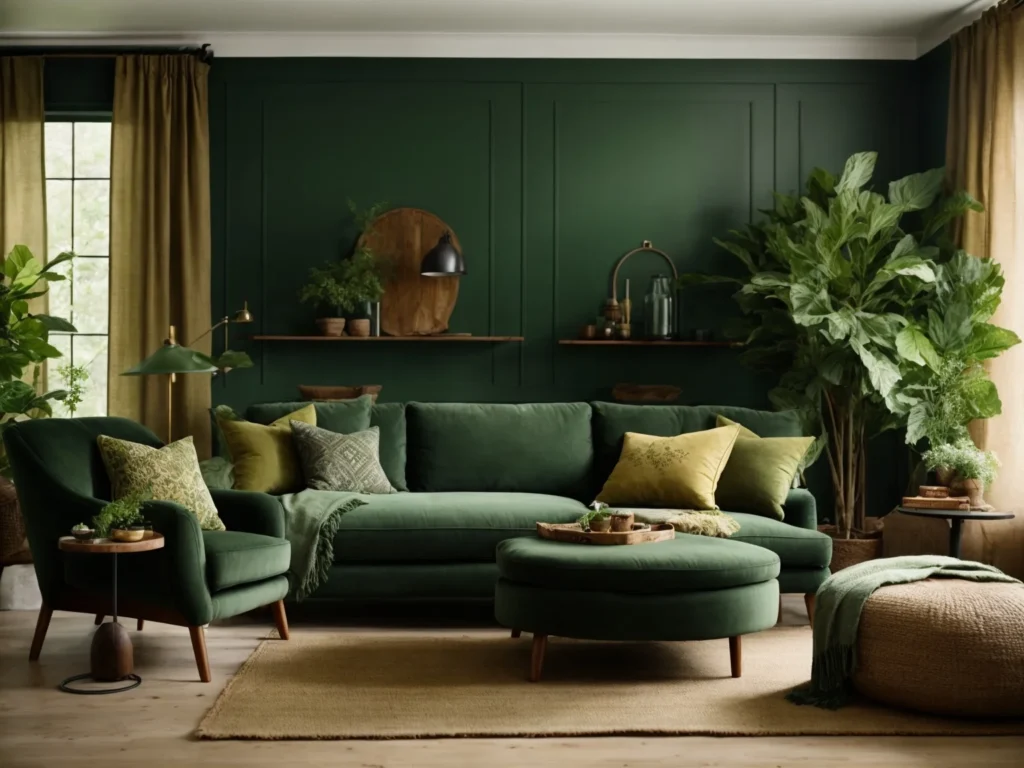 Modern Dark Green Living Rooms