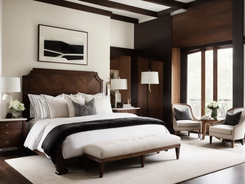 Mixing White and Dark Wood Furniture in the Bedroom