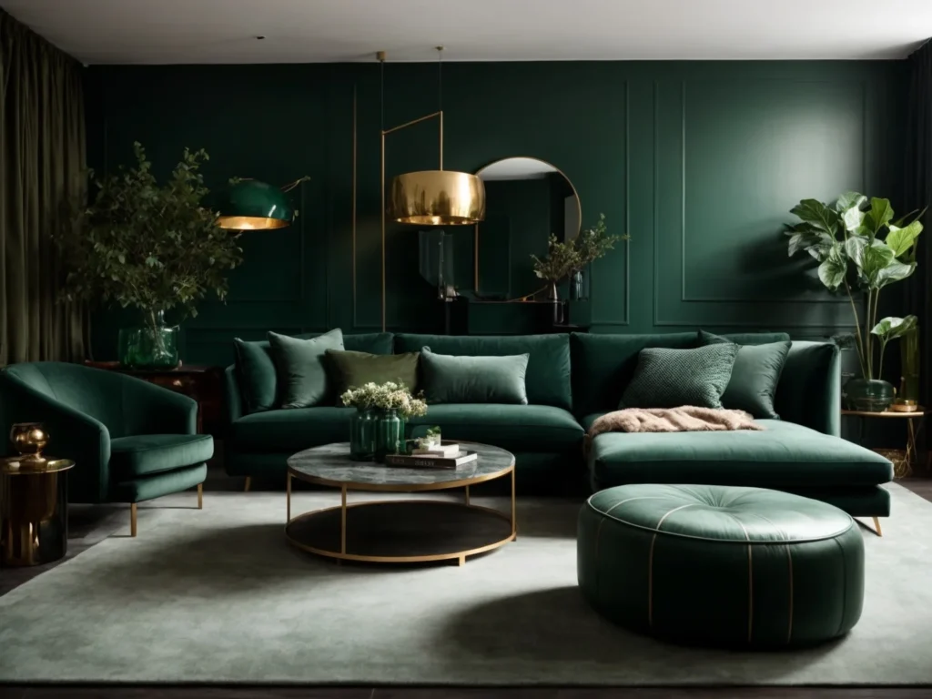 Modern Dark Green Living Rooms