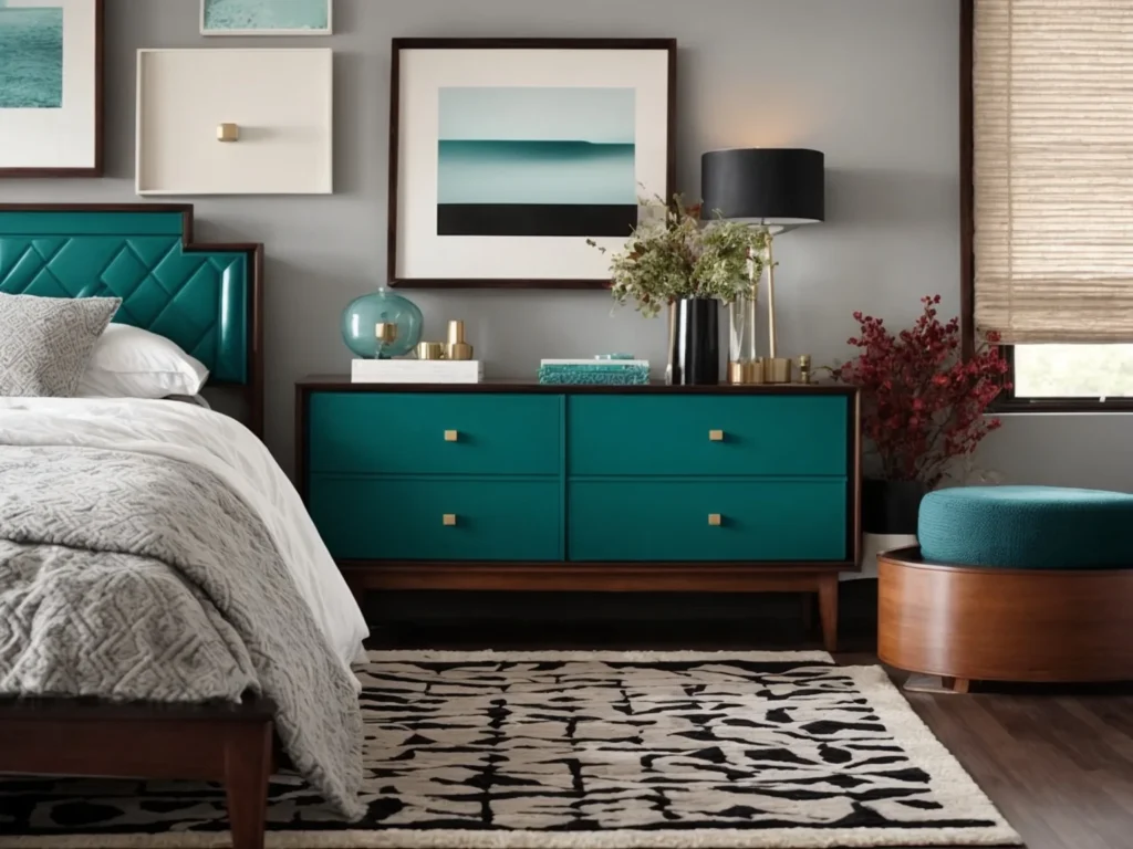 retro teal and cherry Colors Go With Cherry Wood Bedroom Furniture