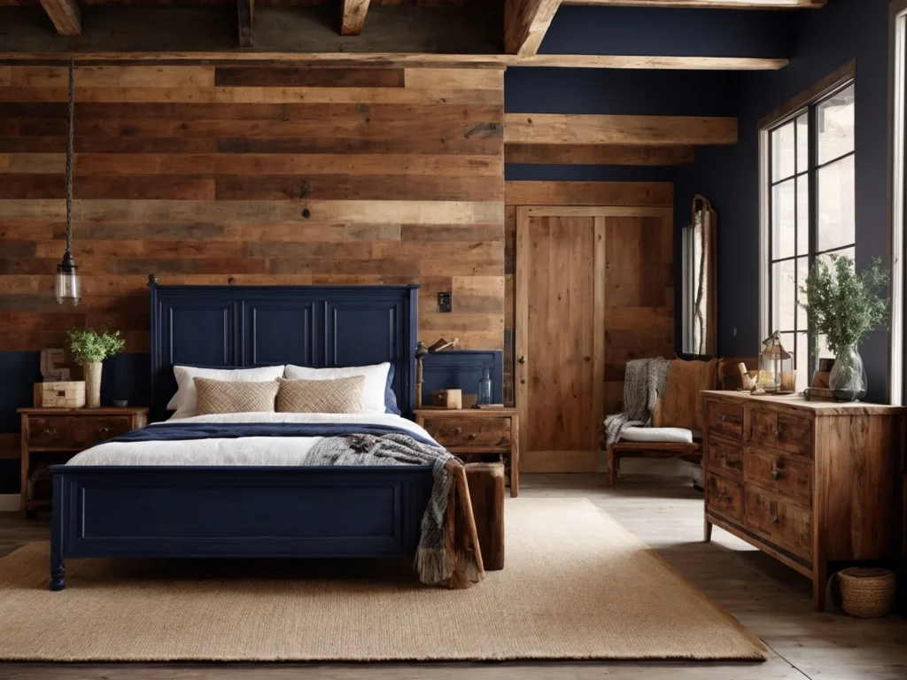 rustic navy Colors Go With Cherry Wood Bedroom Furniture