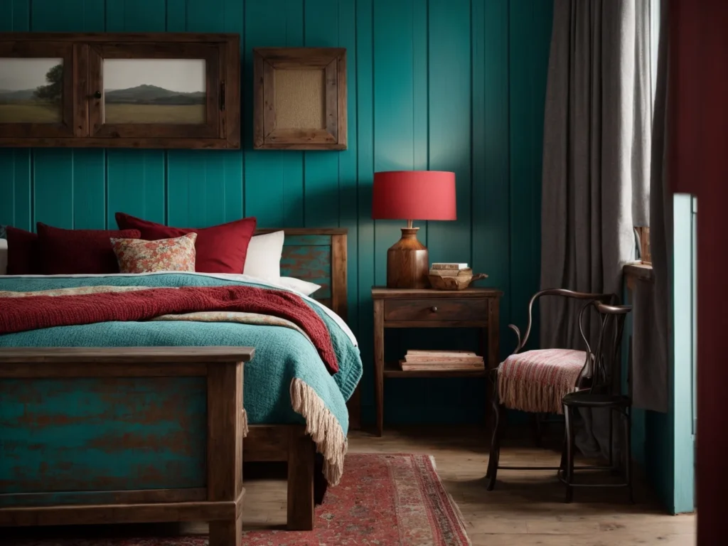 rustic teal What Colors Go With Cherry Wood Bedroom Furniture