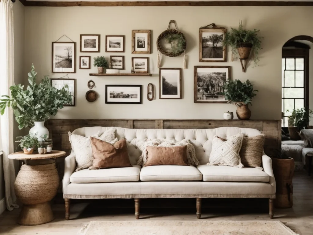 Rustic Wall Art and Decor in rustic farmhouse living room