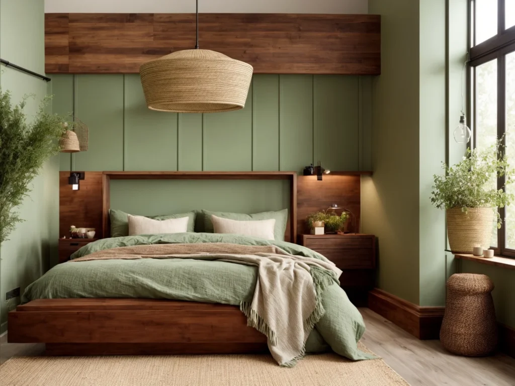 sage green Colors Go With Cherry Wood Bedroom Furniture