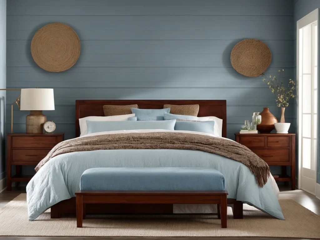 sky blue Colors Go With Cherry Wood Bedroom Furniture