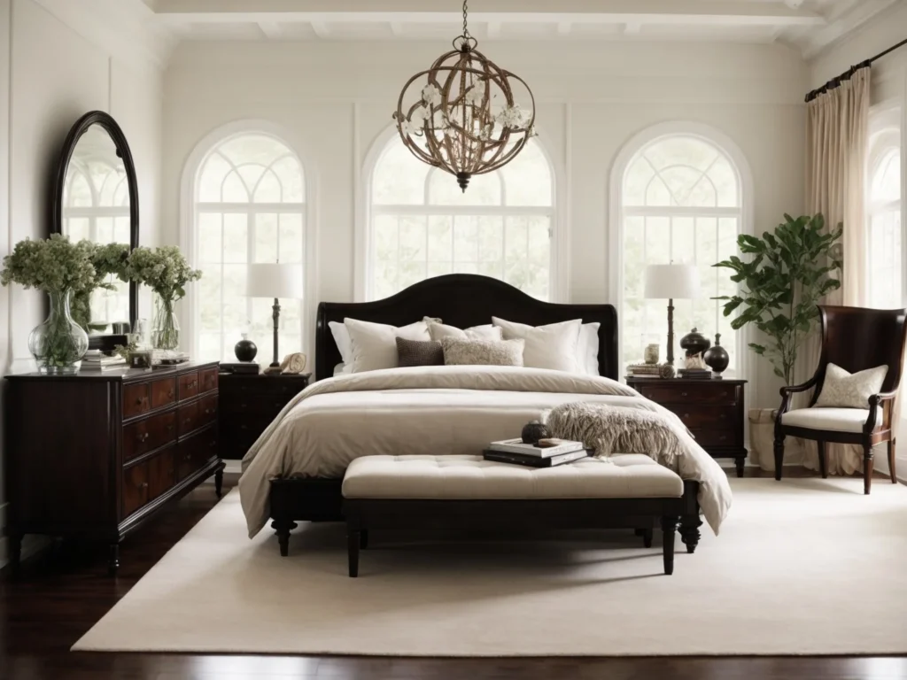 White and Dark Wood Furniture in the Bedroom