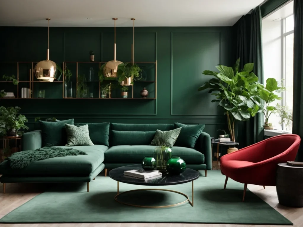 Modern Dark Green Living Rooms