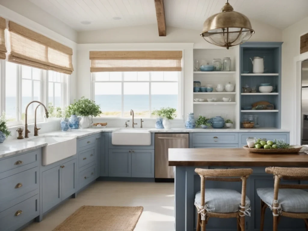 Two Tone Kitchen Cabinets Blue and White
