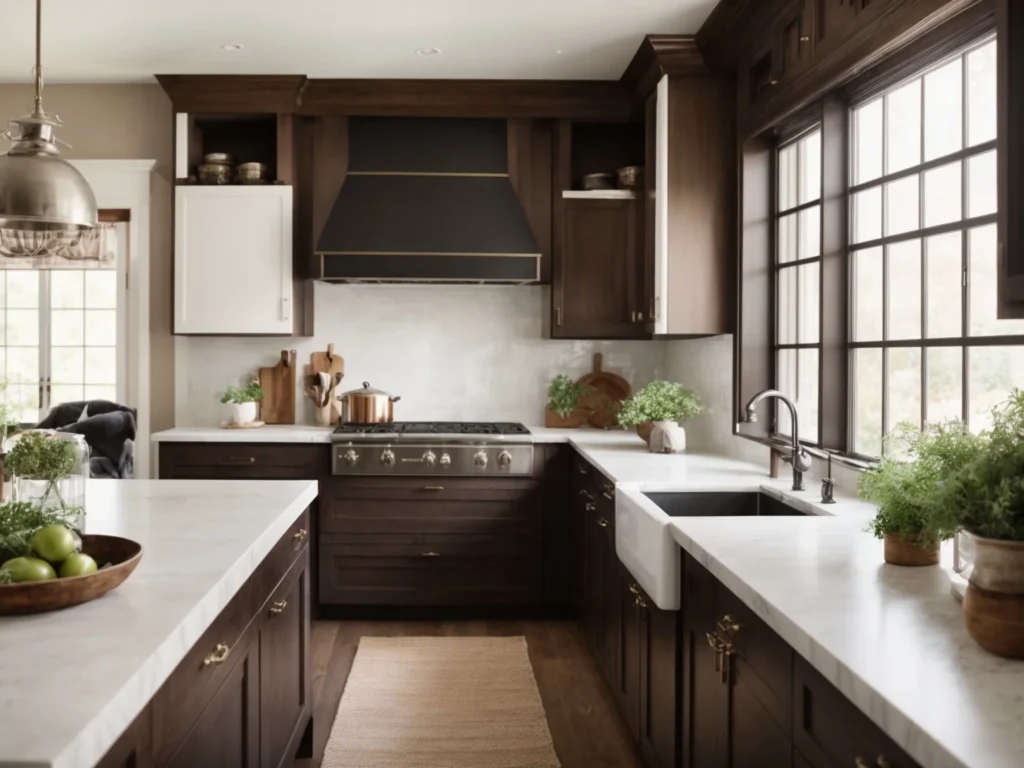 Two-Tone Kitchen Cabinets Brown and White