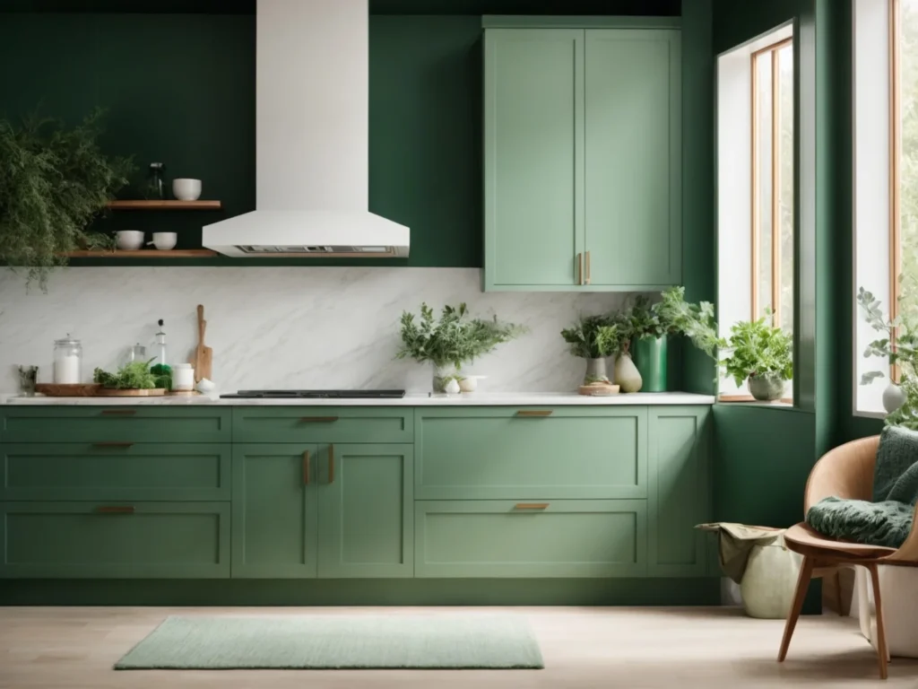 Two Tone Kitchen Cabinets Green and White