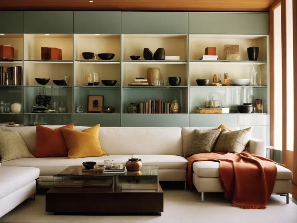 Use Wall-Mounted Cabinets as shelving in living room