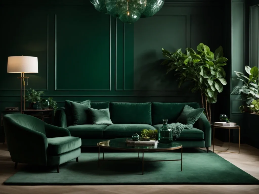 Modern Dark Green Living Rooms