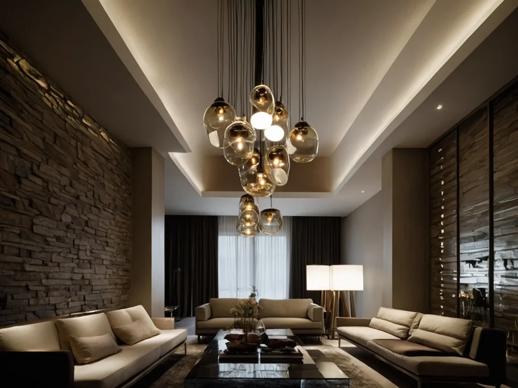Height-Defiant Lighting in Living Room Modern Decorating Ideas
